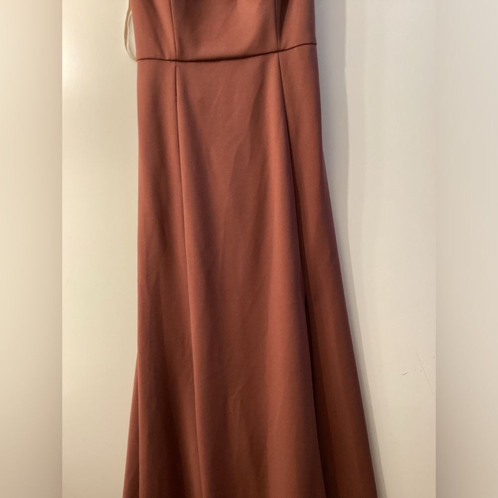 Jenny Woo Rust Brown Sleeveless V-Neck Maxi Dress Size 12 - Picture 4 of 14